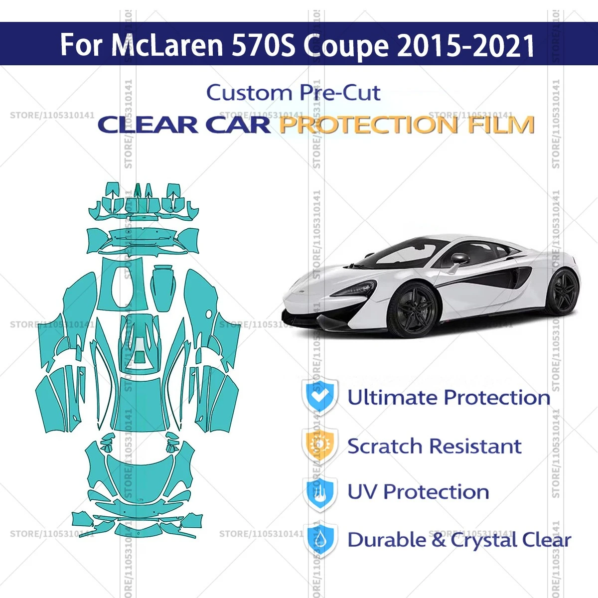 

Pre-Cut Paint Protection Film PPF Transparent Car Film Automotive PPF Full Vehicle For McLaren 570S Coupe 2015-2021