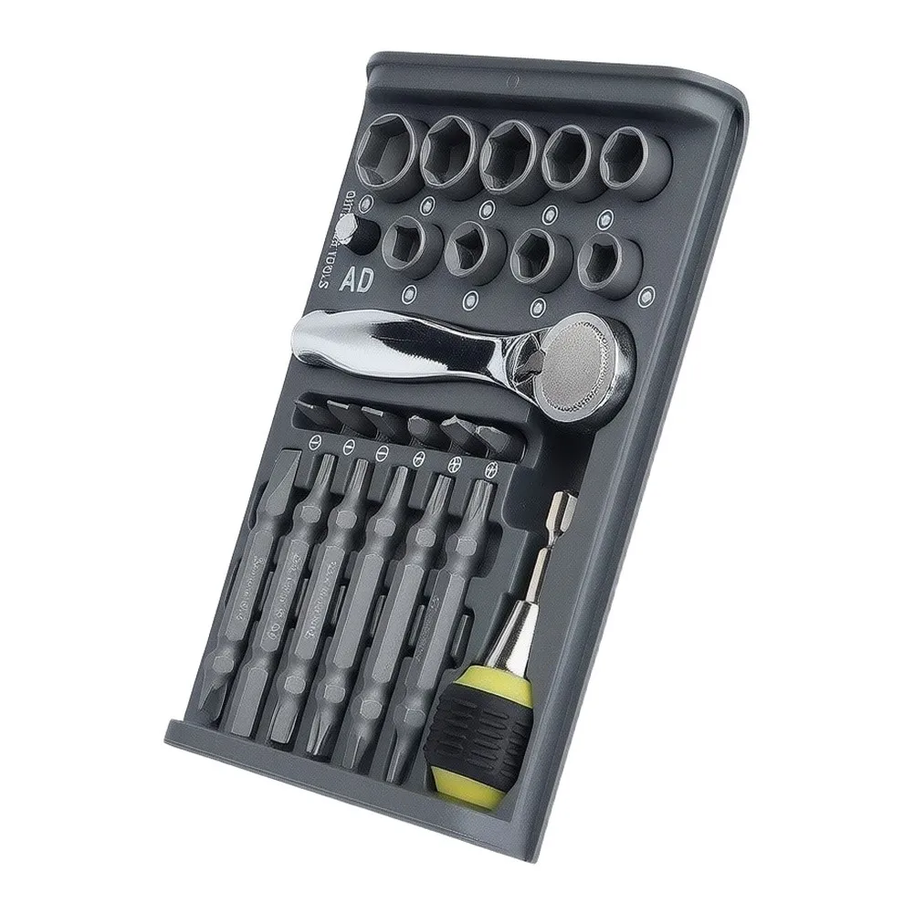 For Daily Repair Needs Magnetic Bit Driver 30-in-1 Screwdriver Set Black And Gray Long Lasting Tool Durability