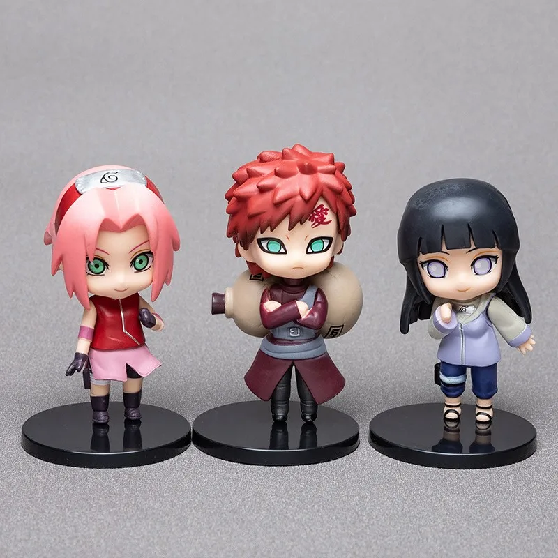 6 styles 9cm Anime Naruto Figures PVC Q Version Doll Gaara Kakashi  Figure Room Decoration Cartoon Kawaii Boy Toy Kid Gift