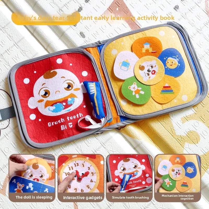 Os bebês de educação infantil podem ser rasgados, podem morder, velcro tridimensional, livros rasgados à mão, brinquedos educativos cognitivos para bebês