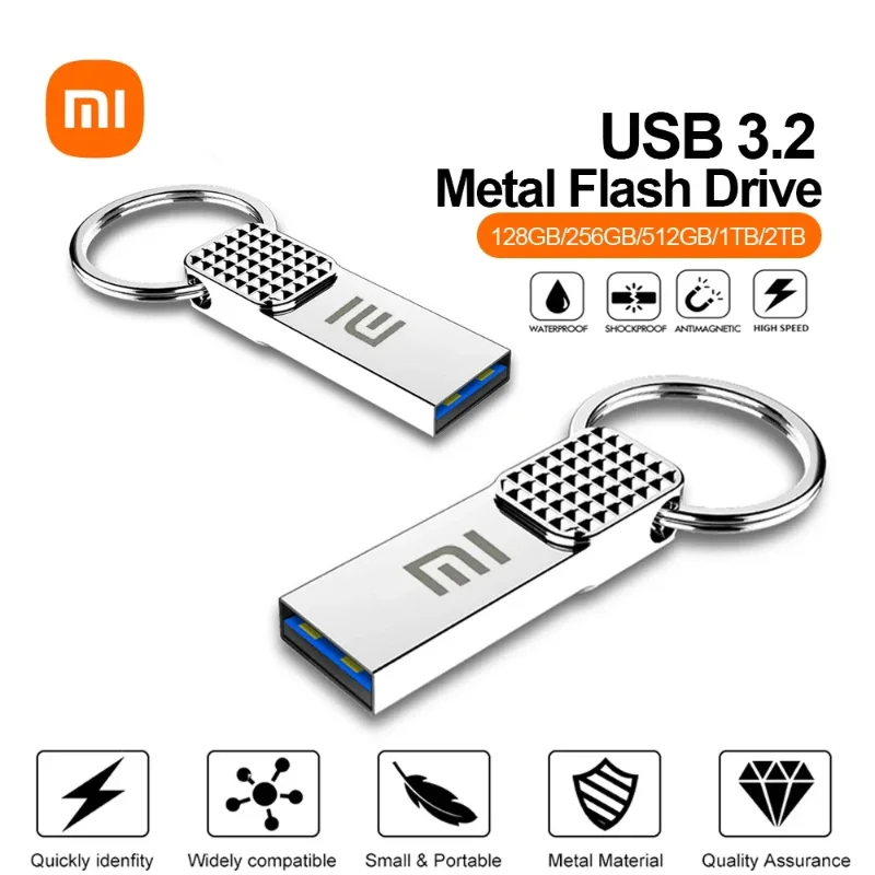 محرك فلاش أصلي من Xiaomi 2 تيرا بايت USB 3.2 محرك قلم عالي السرعة 1 تيرا بايت معدني مقاوم للماء من النوع C ذاكرة USB لأجهزة تخزين الكمبيوتر