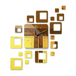 Modern Wall Clocks Square Combination Watch 3D Wall Stickers DIY Living Room Decor Acrylic Mirror Home Decoration