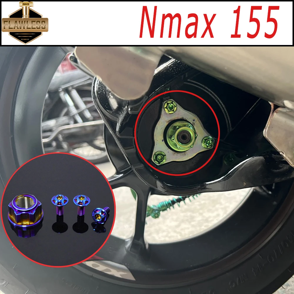 FLAWLESSTI M16x1.5 Gr5 Titanium Rear Axle Nut Set For Yamaha Nmax Aerox V1 V2 155