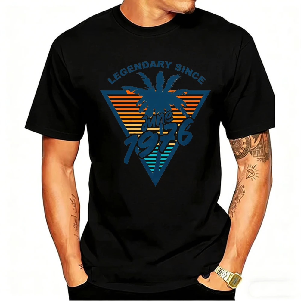 Junio de 1976, regalos para el 50 cumpleaños, moda retro de los años 80, camisetas con estampado de estilo informal, camisetas gráficas, ropa de calle para hombre Arajuku