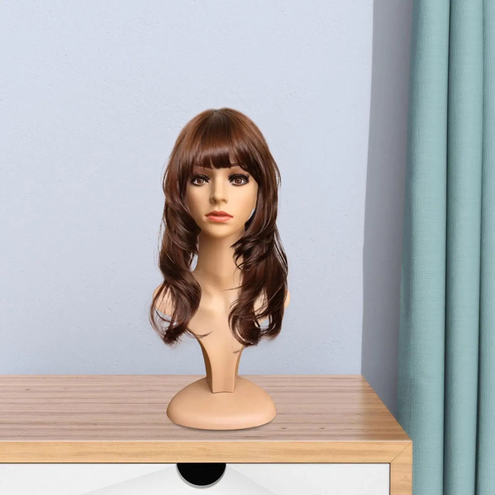 Female Mannequin Head with Shoulder Multifunctional Wig Holder for Hairpieces Suitable for Displaying Hats Bandanas Earphones