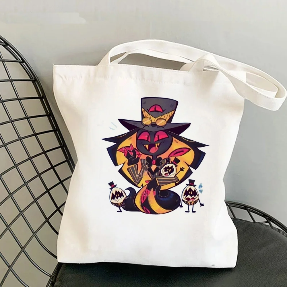Hazbin Hotel tote bag personnalisable canvas  reusable grocery woman