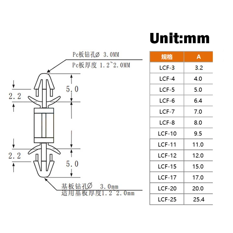 100Pcs LCF Nylon PC Board Isolation Column Circuit Bracket PCB Computer Hole3.0mm Plastic Reverse Locking Standoff Spacer Pillar