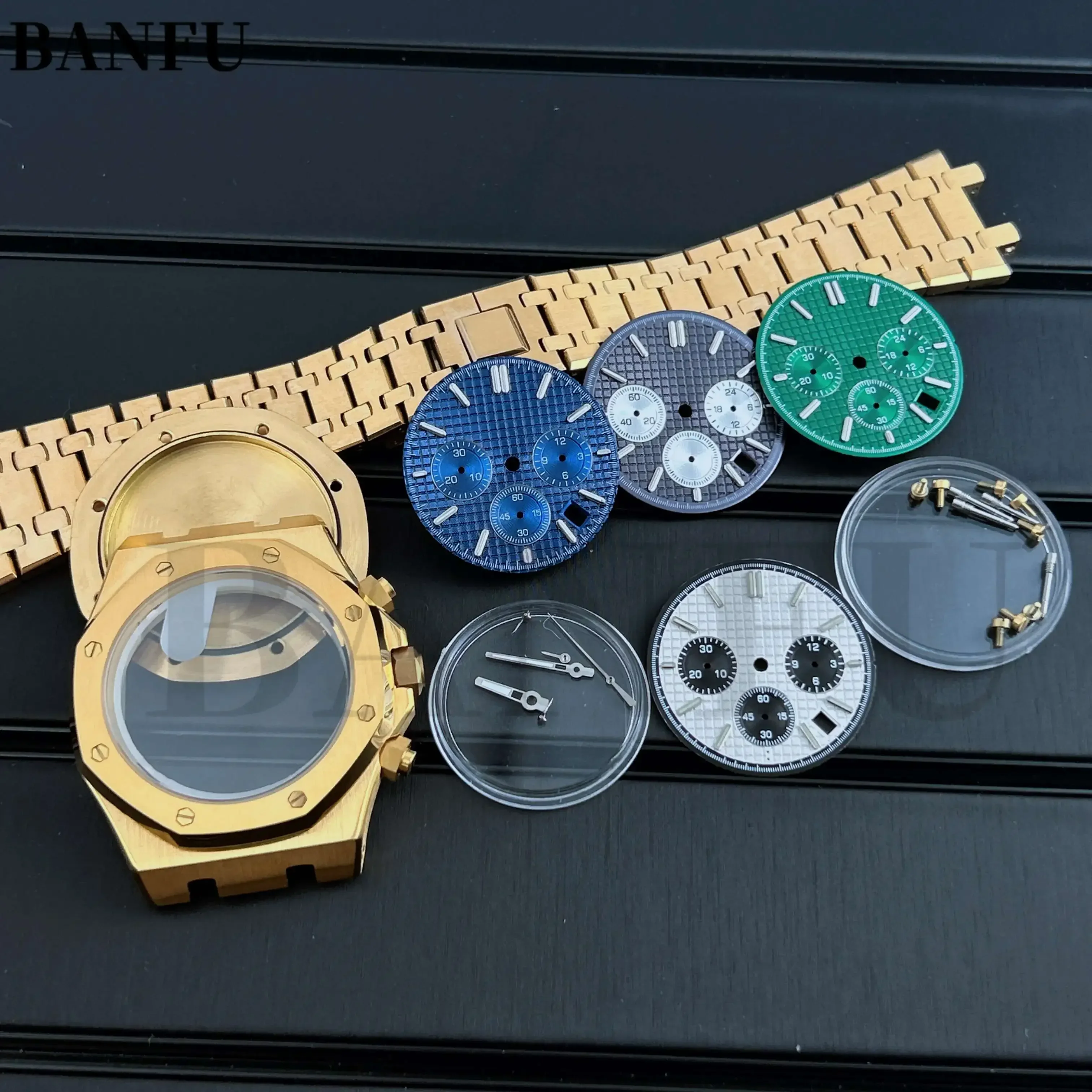 

Top 42MM Silver Farmhouse Oak Octagonal Case Dial Sapphire Mirror Quartz VK63 Case Pointer Kit Sk P Modified Watch Accessories