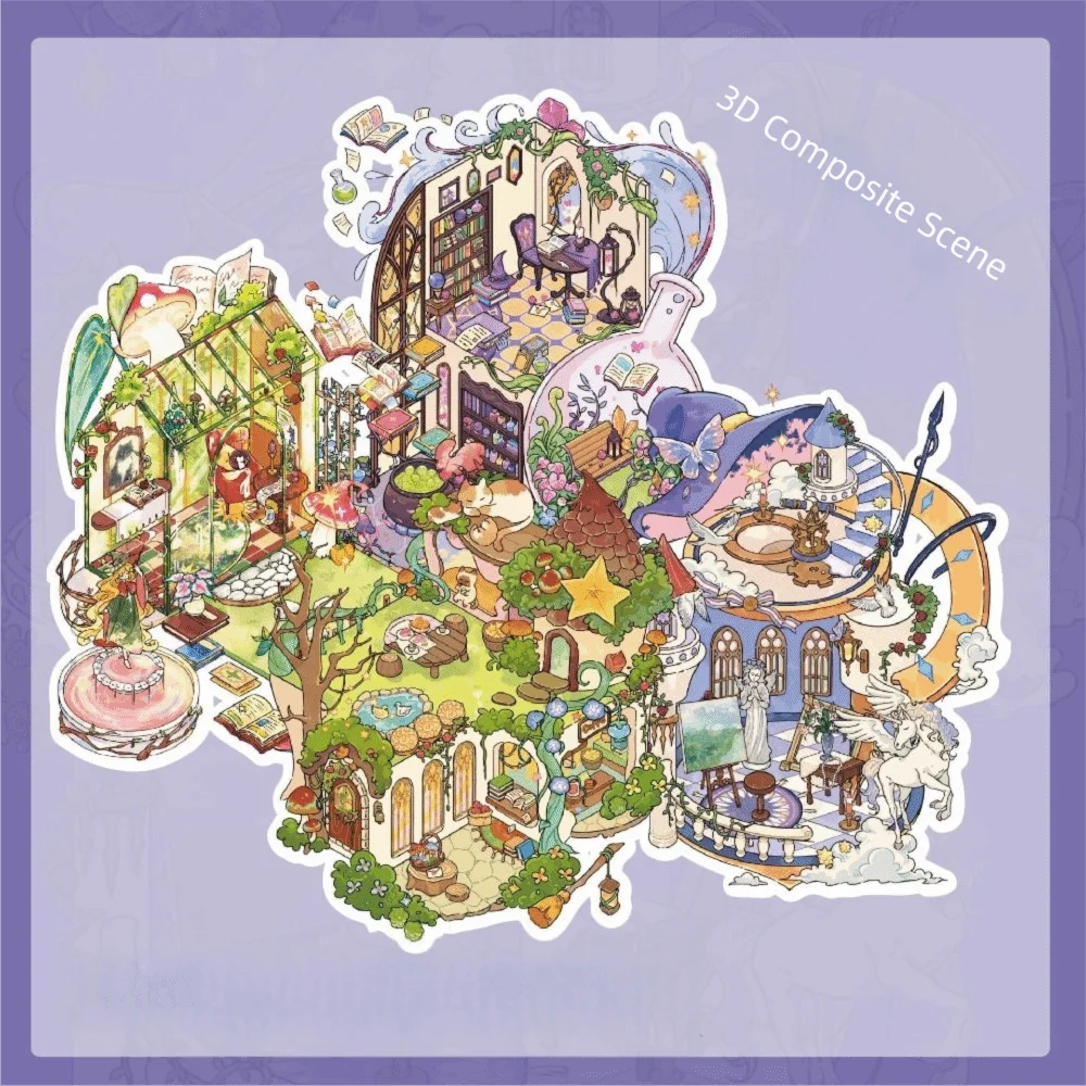 

Новая сказочная история, миниатюрная коллекция сцен, ПЭТ, сделай сам, пейзажная наклейка, книга, мини-3D наклейки сцены