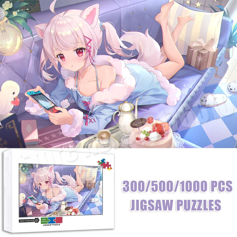 Cartoon Cute Loli Girl 300/500/1000 Pieces Candy Color Jigsaw Puzzles Anima Game Puzzle Adults Kids Intellectual Diy Toy Gifts