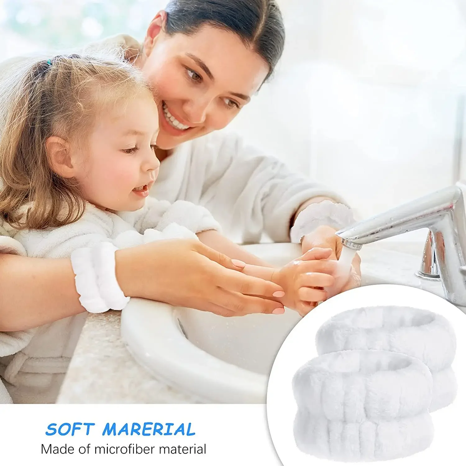 Lavage du visage bandeaux pour femmes corail polaire bandes de cheveux manchette bandes imperméables bracelets absorbants bandeau cheveux accessoires ensemble