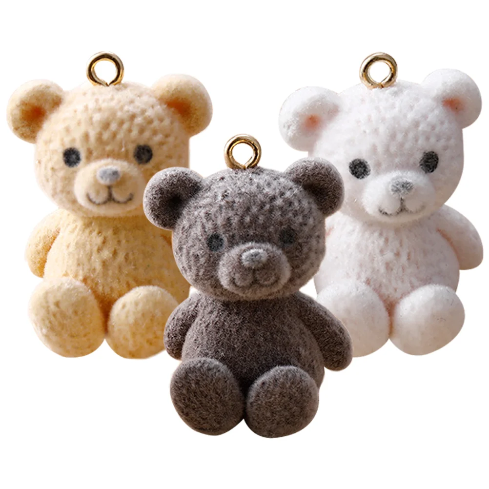 

3 Pcs Bear Pendant Kawaii Charms for Jewelry Making Necklace Supplies Dangle Earrings Bulk Bracelets Mini