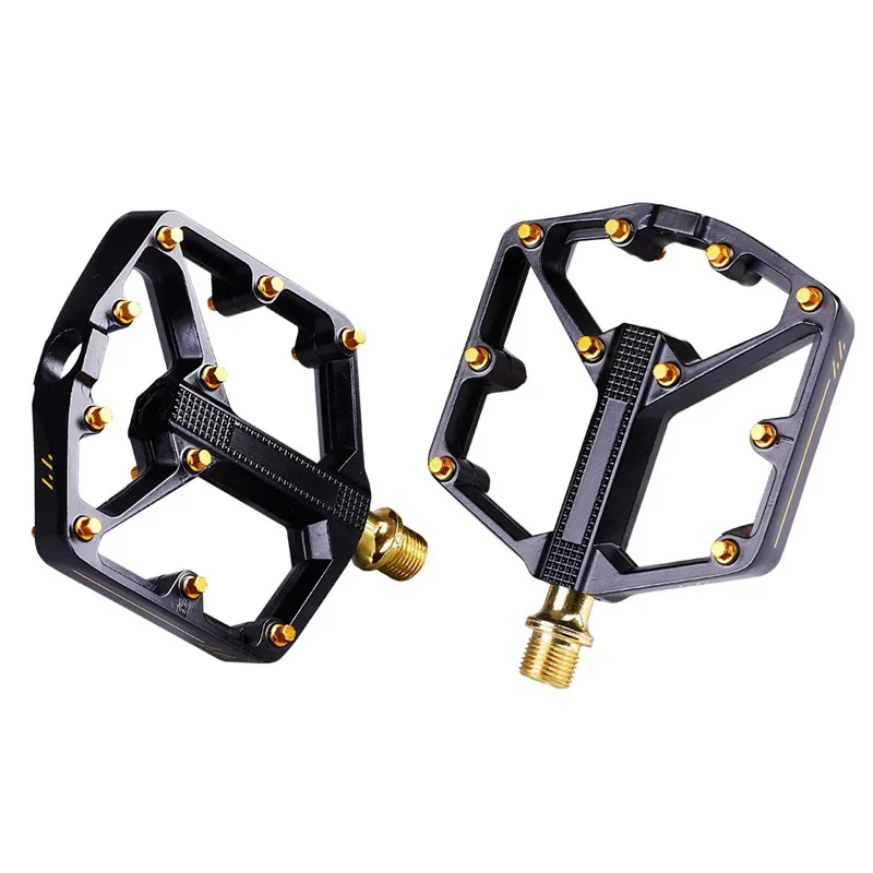 Aluminium Perrin Mountain Bike Pedals Bicycle Gold Pedals Lightweight Wide Surface Non-slip Road Bike Racing Pedals