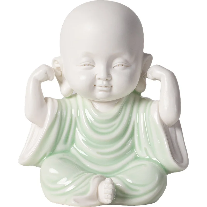 

CX creative celadon four small monk tea pet ornaments boutique can be raised tabletop decoration tea accessories