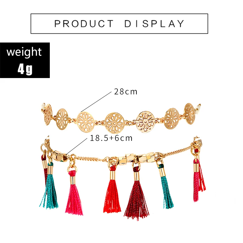 Tocona Summer New Seaside Vacation Style Metal Handmade Chain Colorful Tassel Hanging Decoration Women's Beach Play Wear
