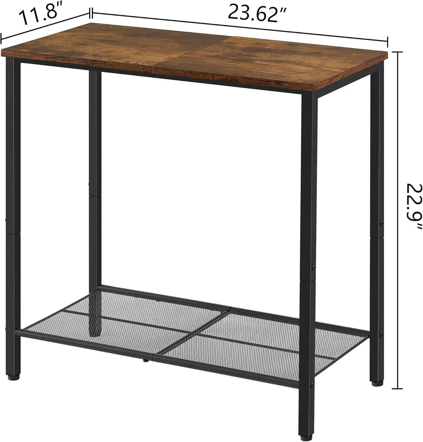 2 Tier End Table, Sofa Side Table, Narrow Side Table with Storage, Slim Nightstand for Small Spaces