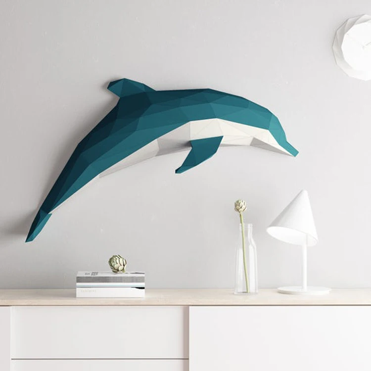 creative design wall art animal dolphin statue resin sculpture home decoration