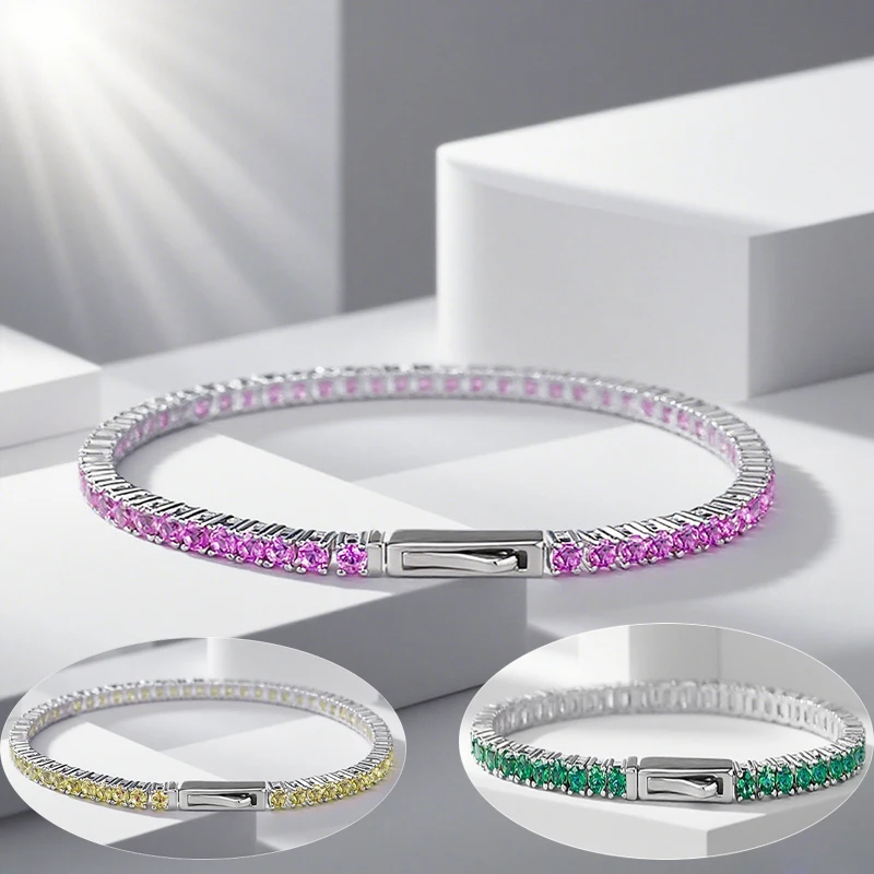 

Роскошный женский браслет с высокоуглеродистыми бриллиантами-свадебные помолвочные браслеты 15/16/17/18 см и юбилейные ювелирные изделия, подарок