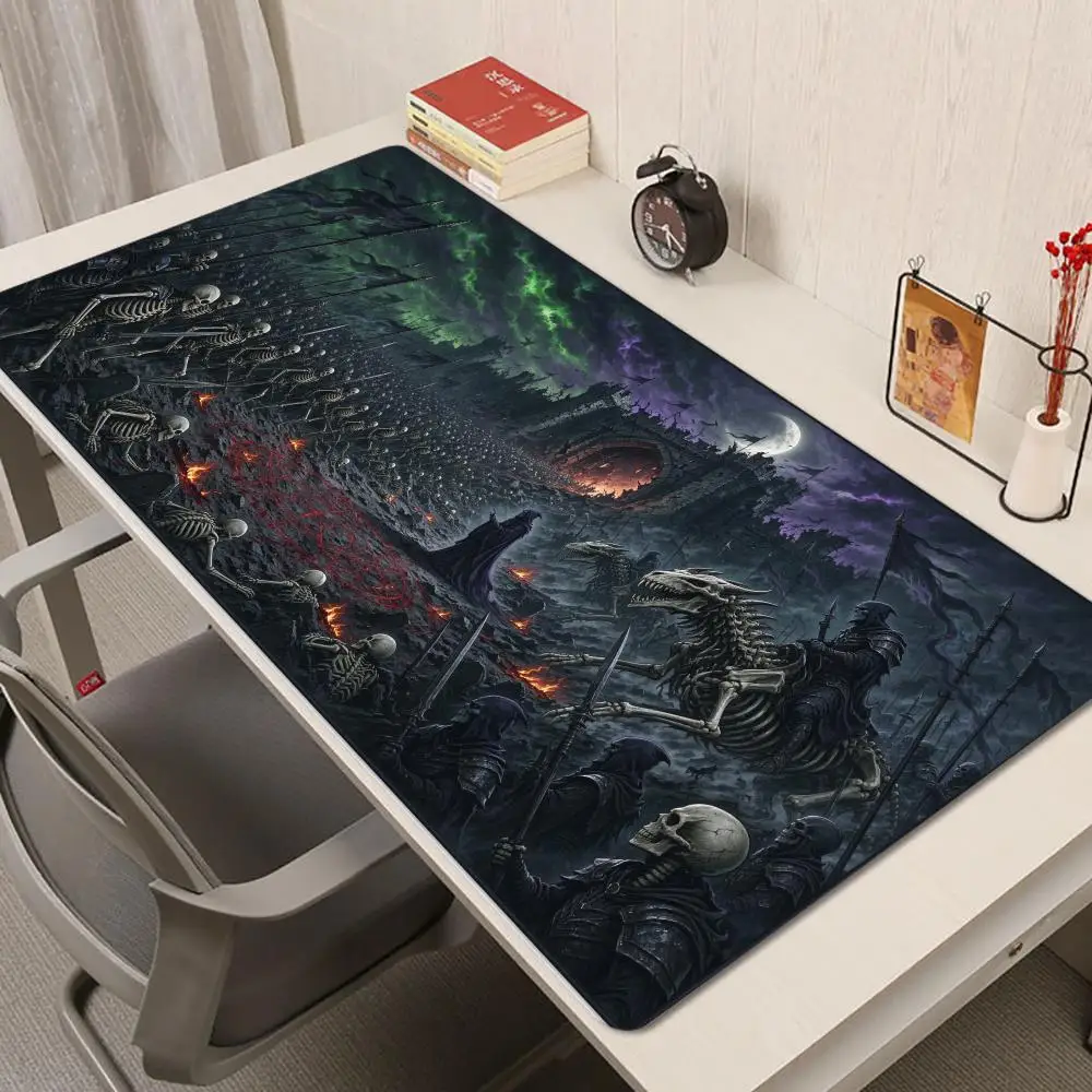 Undead Skeleton War Battlefield Play Mat Smooth Glide Thick Rubber Soft Cloth Surface For Medieval Student Dorm