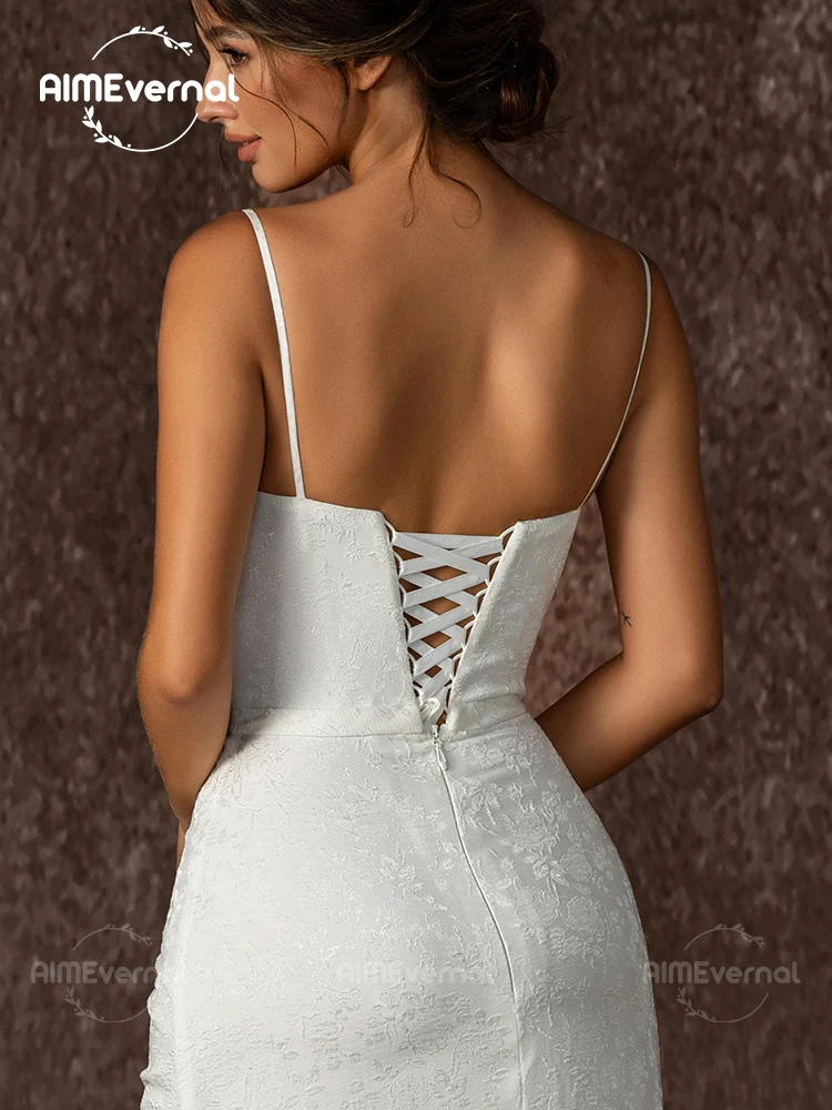 Vestido longo de festa de casamento do convidado, Sexy Bodycon, Robe Formal, Backless Lace Up, Vestidos de trem do tribunal para ocasiões especiais, deslizamento branco