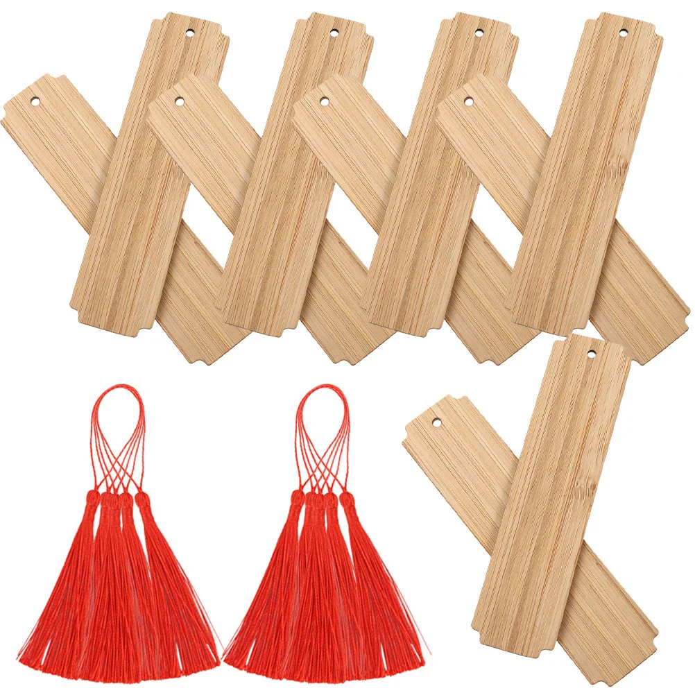 

10Sets DIY Engraved Wooden Bookmarks Blank Page Markers Creative Reading Aids Handmade Gift for Book Lovers Wooden Bookmarks