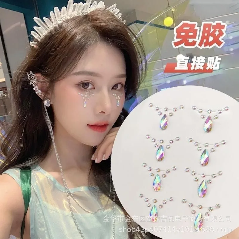 Self Adhesive Fairy Tear Drop Rhinestone Under Eye Face Stickers for Princess Makeup Photoshoot Instagram Glitter Gems