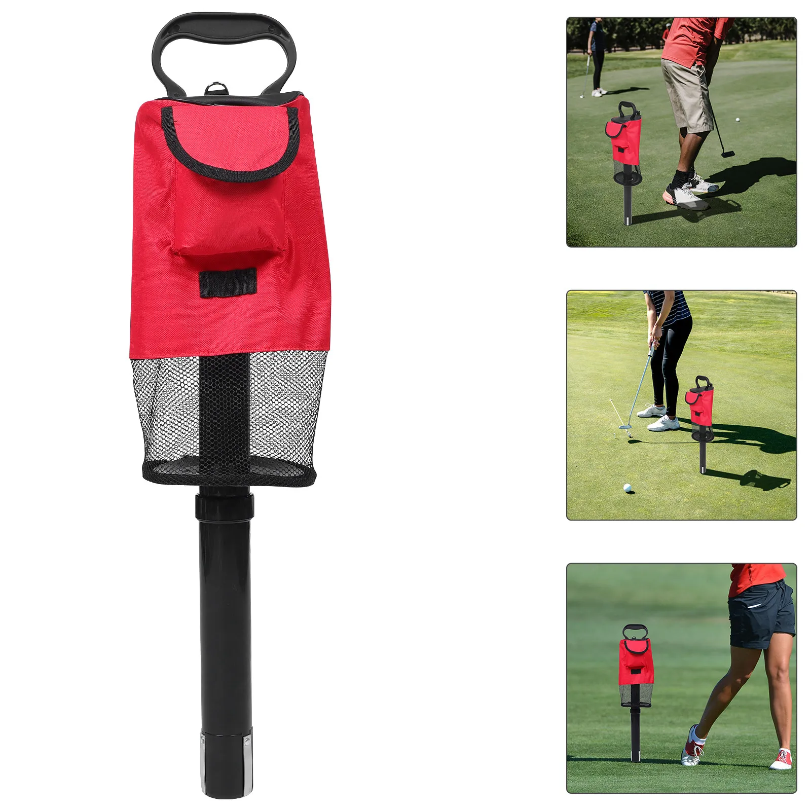 golf-ball-picker-upper-tube-portable-detachable-red-plastic-nylon-collector-easy-assembly-for-course-practice-efficient-ball