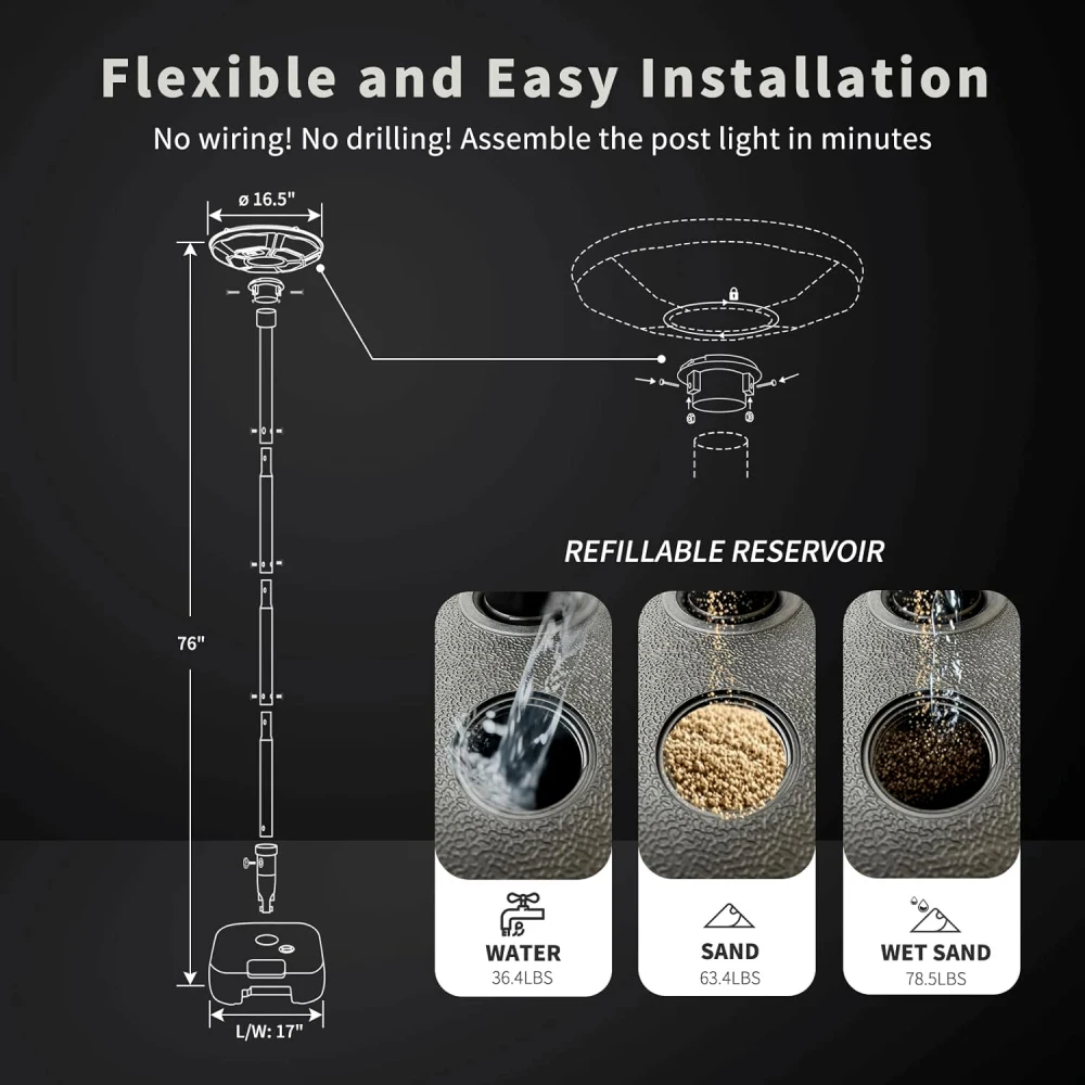 LED Solar Street Lamp with Pole, Universal for Outdoor Courtyards & Rural Roads, Energy-saving High-bright Outdoor Lighting Fixture