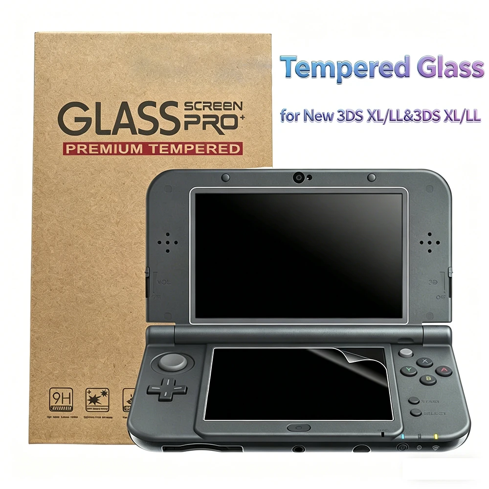 Displayschutzfolie aus gehärtetem Glas für Nintendo Switch New 3DS XL/LL Spielekonsole, oberes und unteres Glas für 3DS XL/LL Zubehör