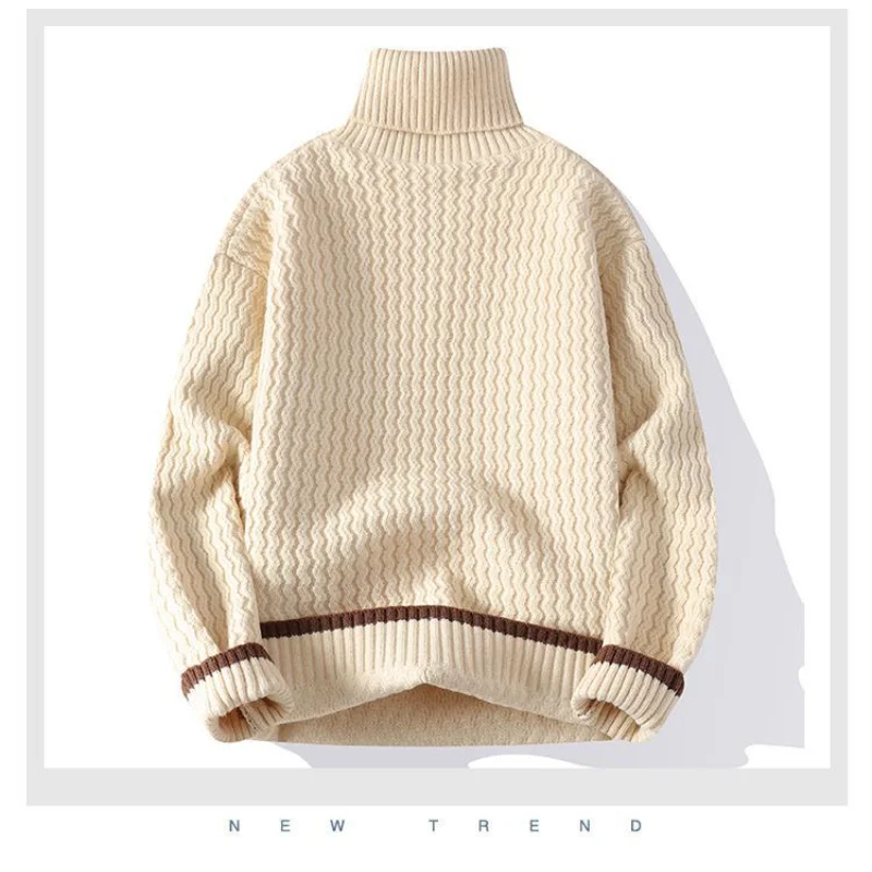 

Красная водолазка для мужчин осень-зима, утолщенный молодежный свитер с лацканами