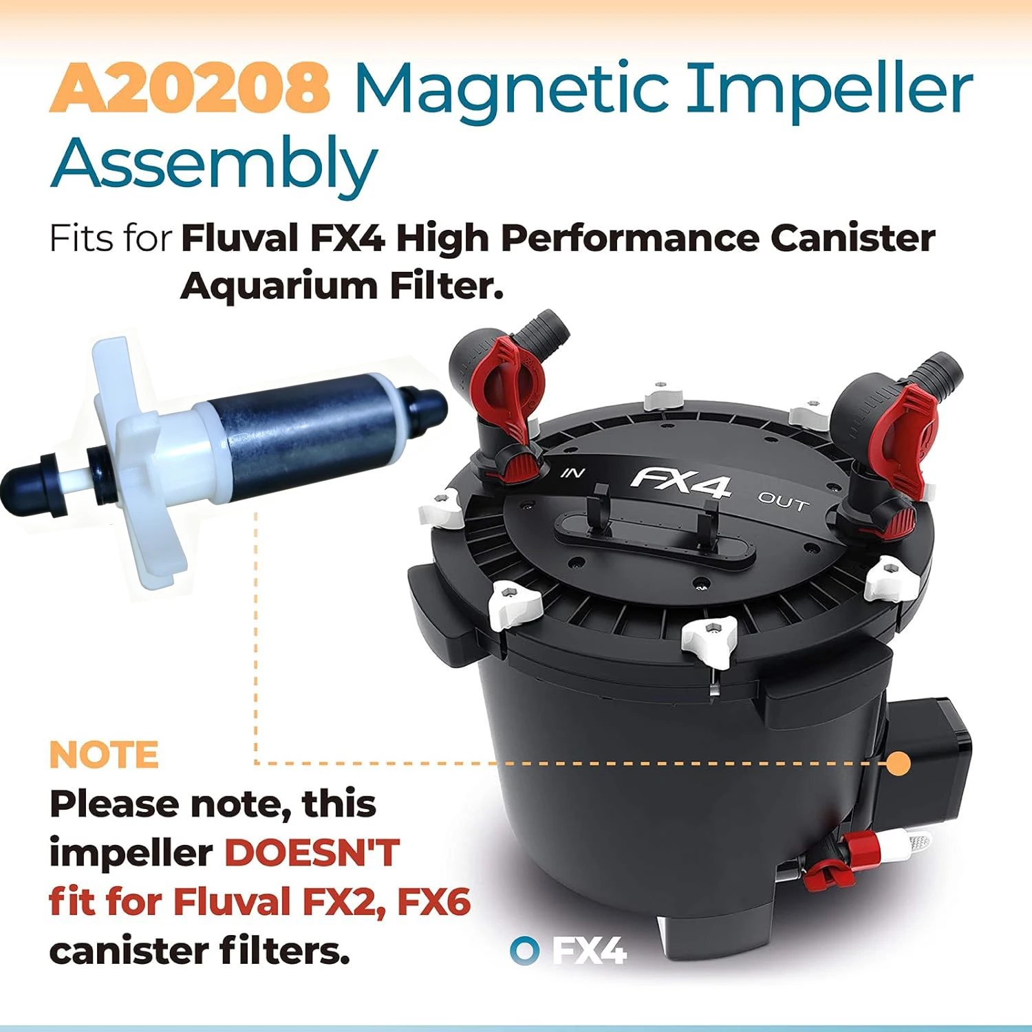 A20208 Magnetic Impeller Assembly Compatible with Fluval FX4 High Performance Canister Aquarium Filter A214 Replace Rotor