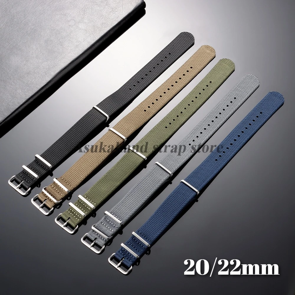 Ribbed Nylon Watch Strap 20mm 22mm for Samsung for Smartwatch Men Women Universal Bracelet for Omega for Tudor Band Accessories