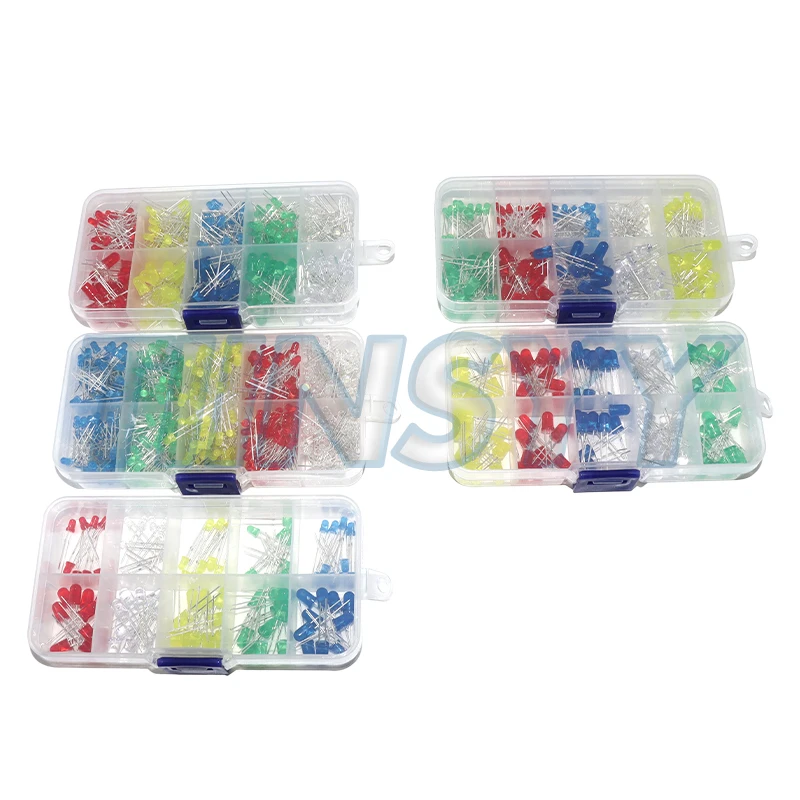 F3 F5 LED Diode Various Kits White Green Red Blue Yellow 3MM 5MM Light Emitting Diode Electronic Kit Box