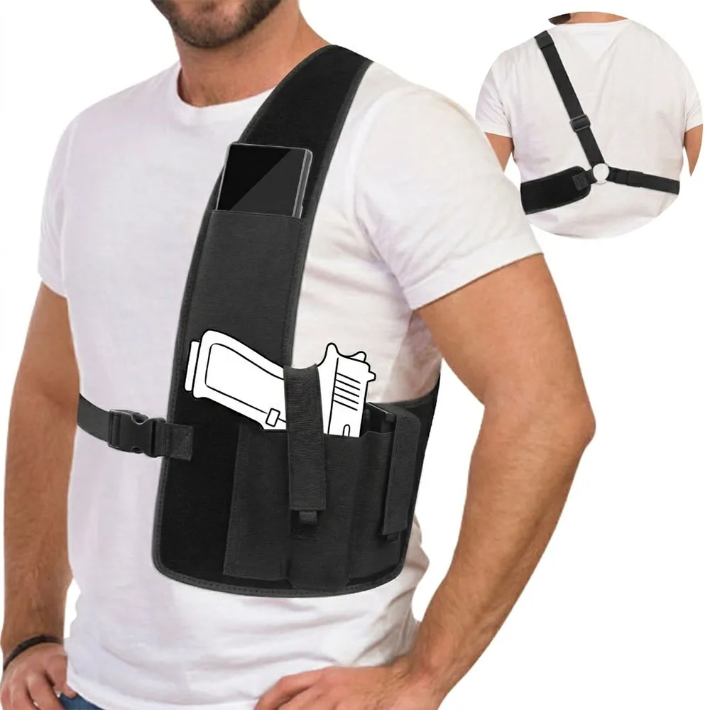 Concealed Carry Chest Holster with Phone Pouch - Underarm Shoulder Pistol Holster Bag for Hunting & Outdoor Activities