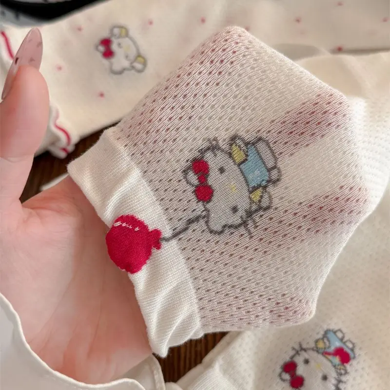 Hello Kitty Socks Anime Cartoon Printing Sanrio Kawaii Summer Hollow Breathable Sweat-absorbent Joker Stocking Girl Holiday Gift view 2