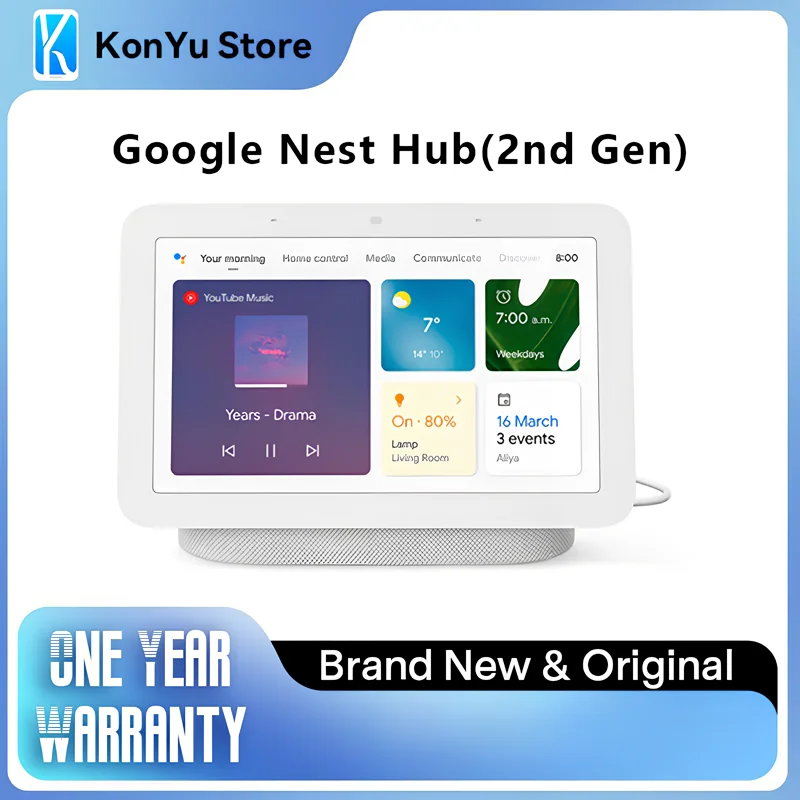 Contrleur de maison intelligente d'origine Google NEST HUB (2e gnration), assistant Google, craie/charbon de bois