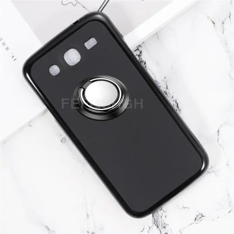 Capa protetora de silicone TPU macio, casca anti-queda, suporte de anel traseiro, suporte para Samsung Galaxy Mega 5.8, i9150, GT-i9150, GT-i9152
