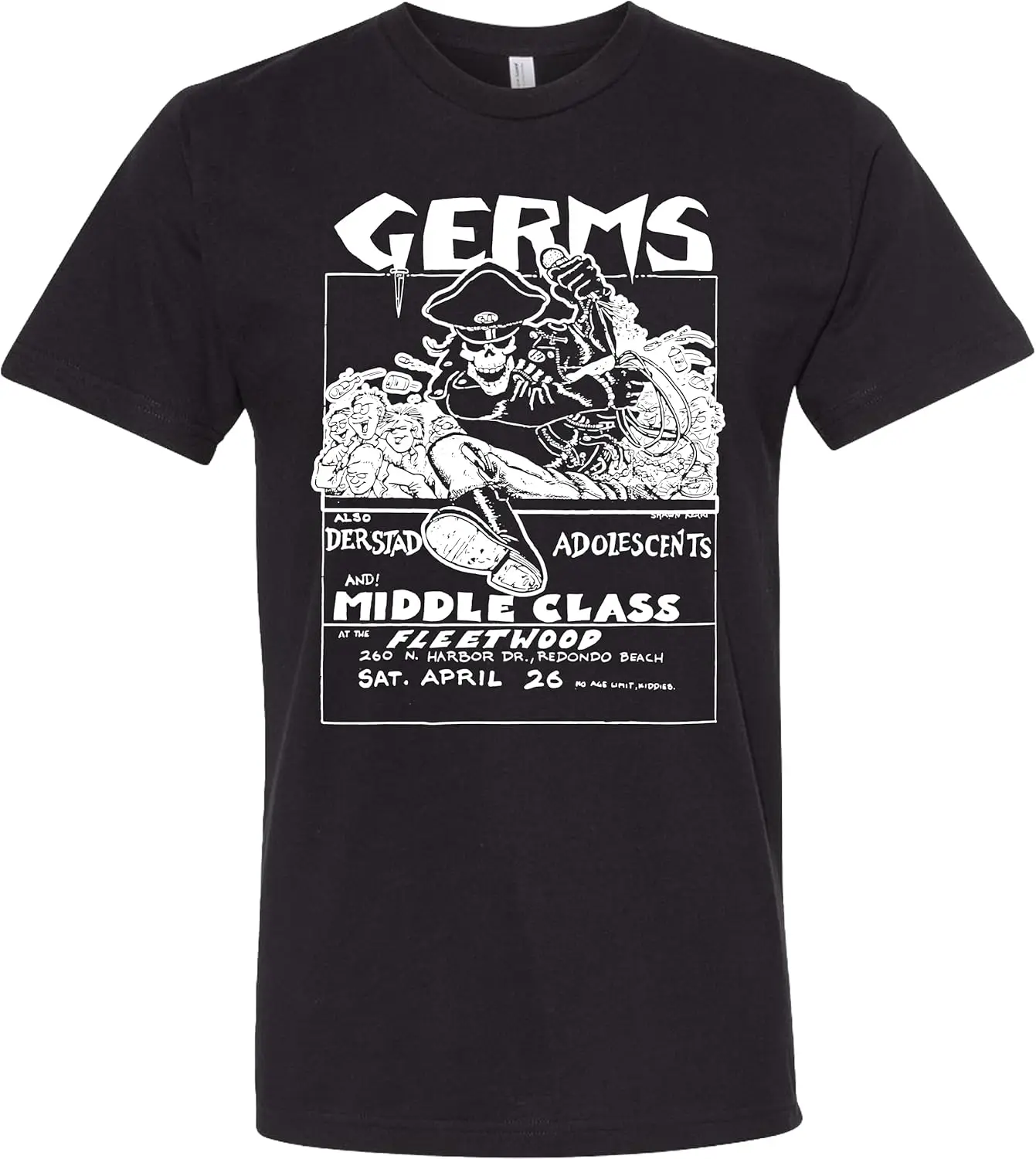 Rare Vintage Germs Punk Rock Concert Flyer Shirt  Hip Hop Short Sleeve Tshirts Tops