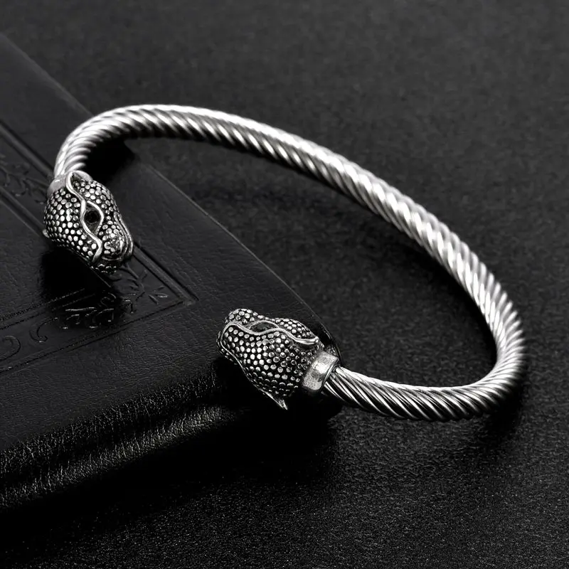 Luxury Brand Leopard Head Stainless Steel Open Men Women Cuff Bangles Trendy Mesh Surface Chain Link Bracelets Jewelry Gift