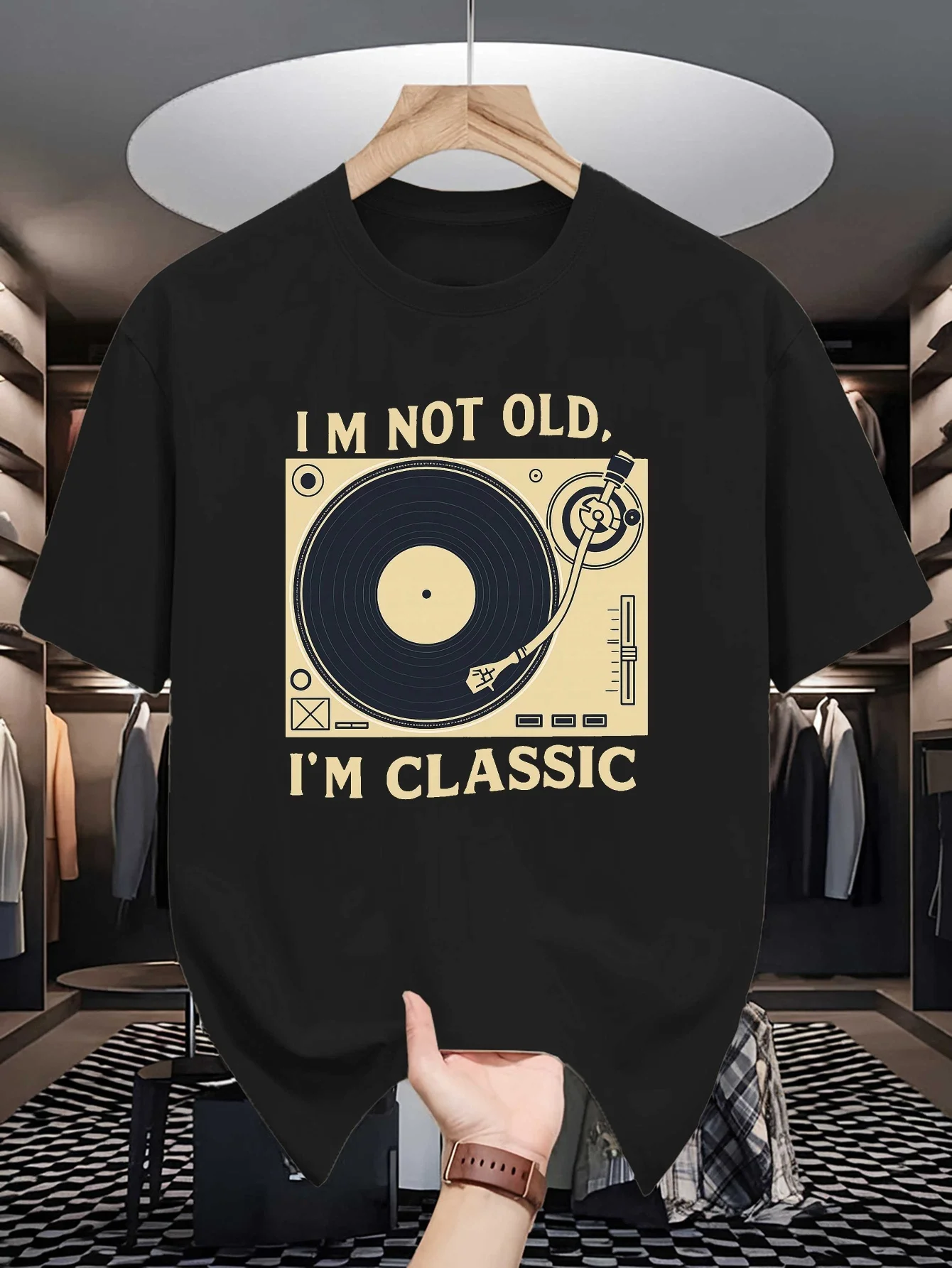 Mens Crew Neck T Shirt I Am Not Old I Am Classic Vinyl Turntable Retro Music Graphic Short Sleeve Casual Cotton Streetwear Tees