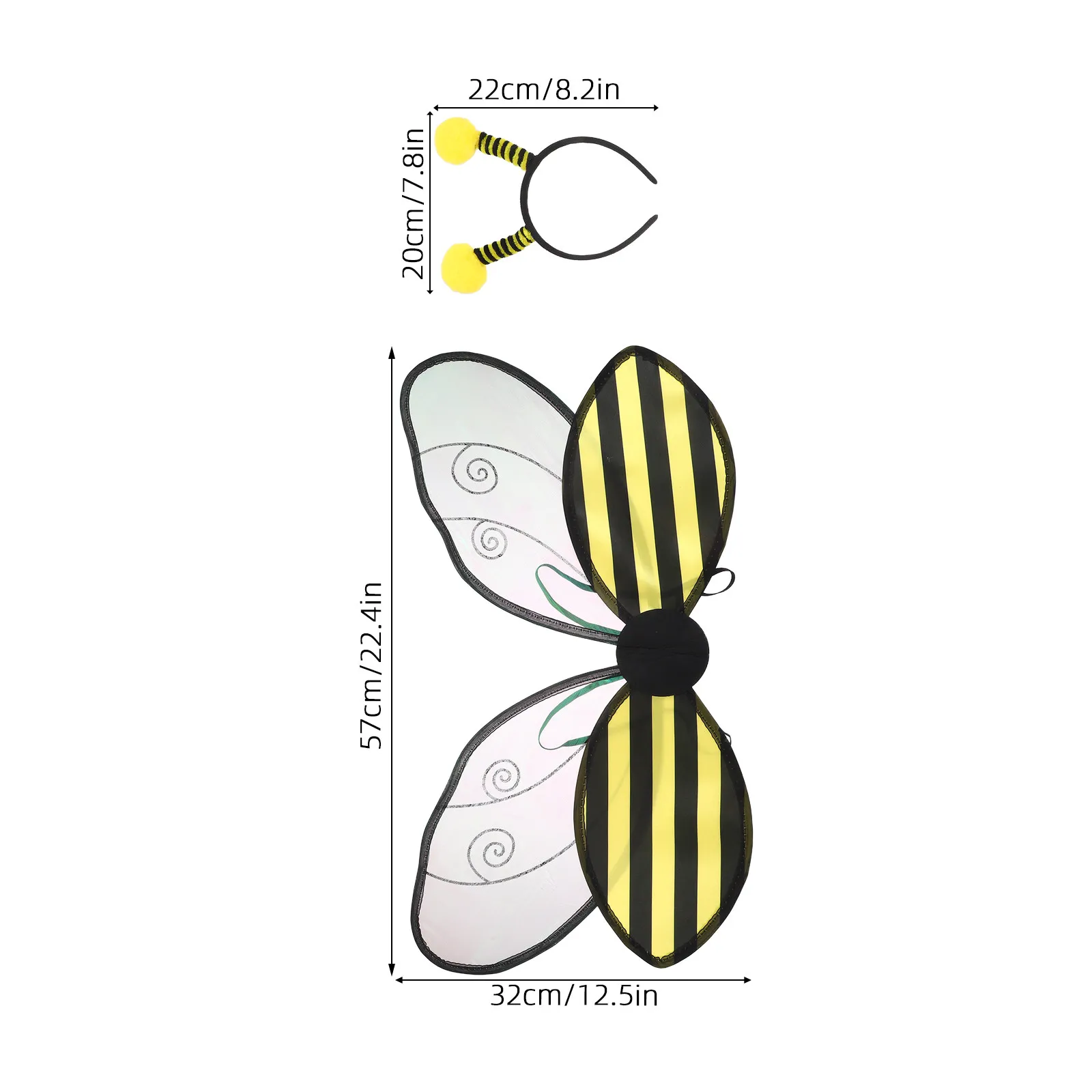 1 セット蜂コスプレ衣装黄色のハロウィーンコスチューム用翼ヘッドバンドステージパフォーマンスドレスアップパーティーフェスティバル小道具