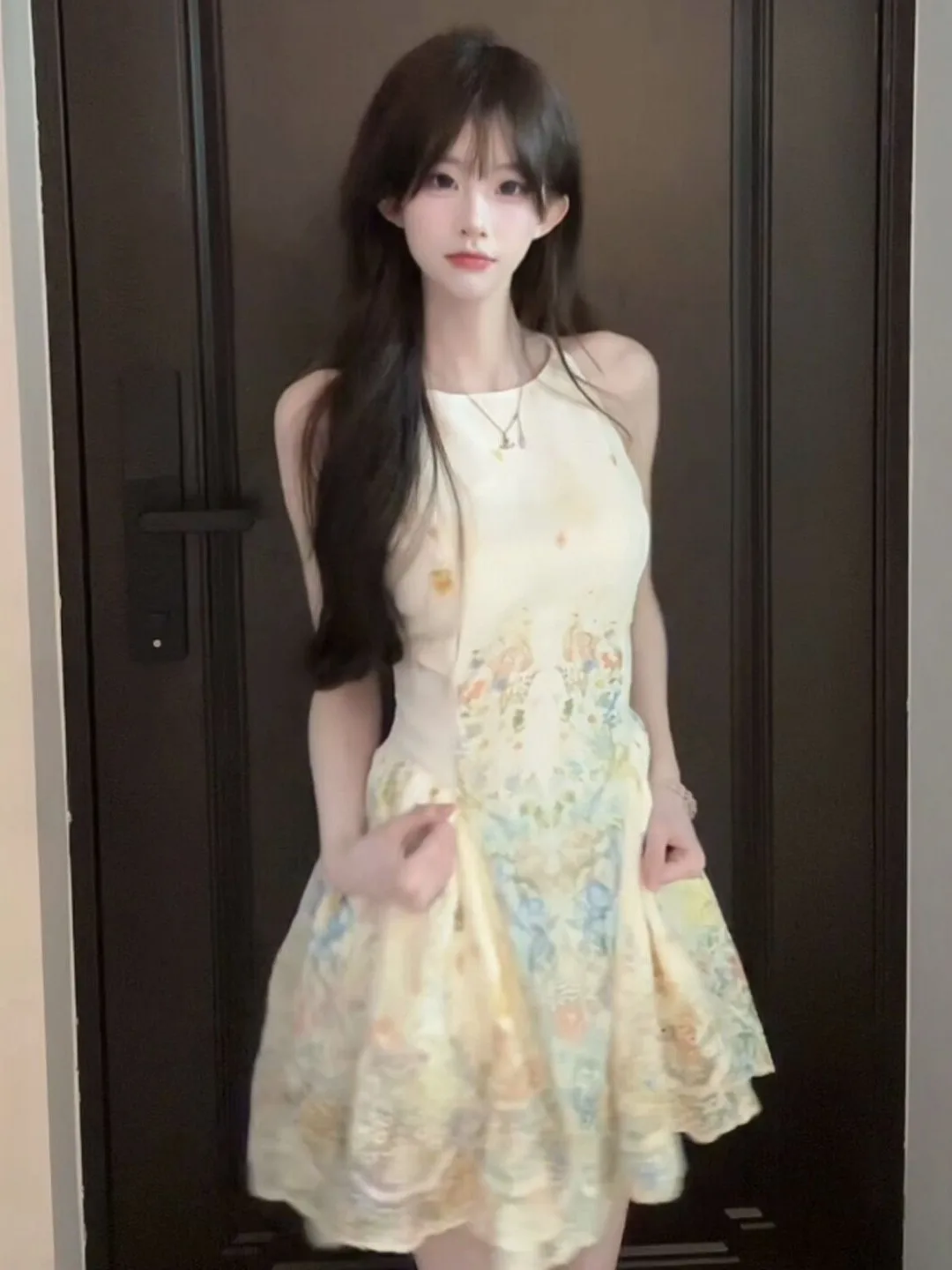 

Unique Beautiful Floral Waist-Cinching Strap Dress Small Stature Clothing Absolutely Beautiful Dress Summer Soft Style French...