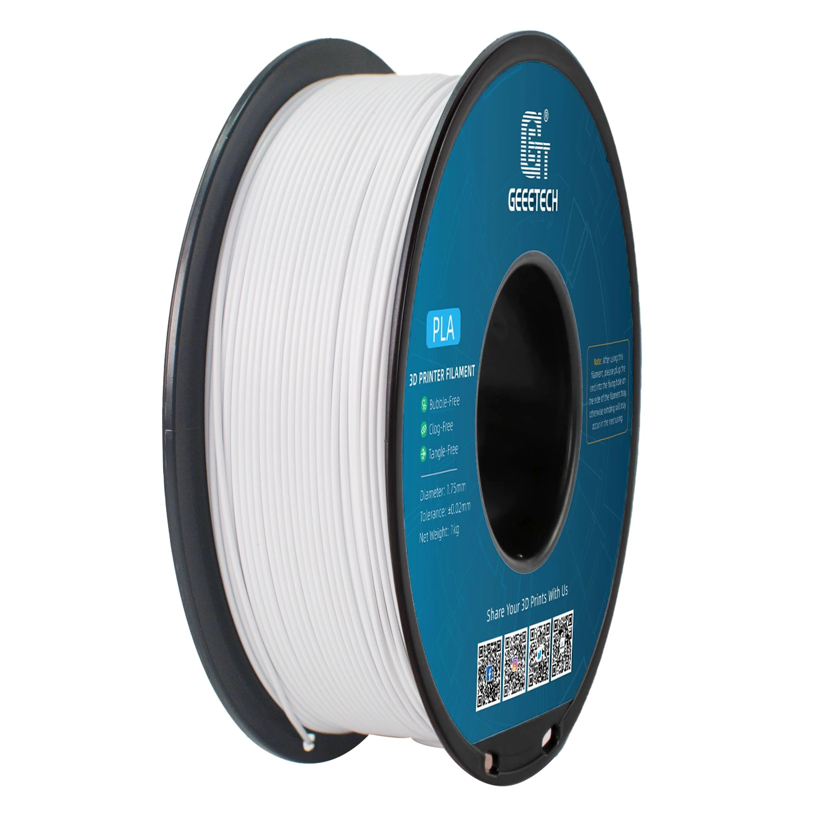 Geeetech 3D-printer Filament PLA PETG Plastic 1kg 1,75mm, Wirwarvrij, 3D-printen draadmaterialen, zwart, wit, vacuümverpakking