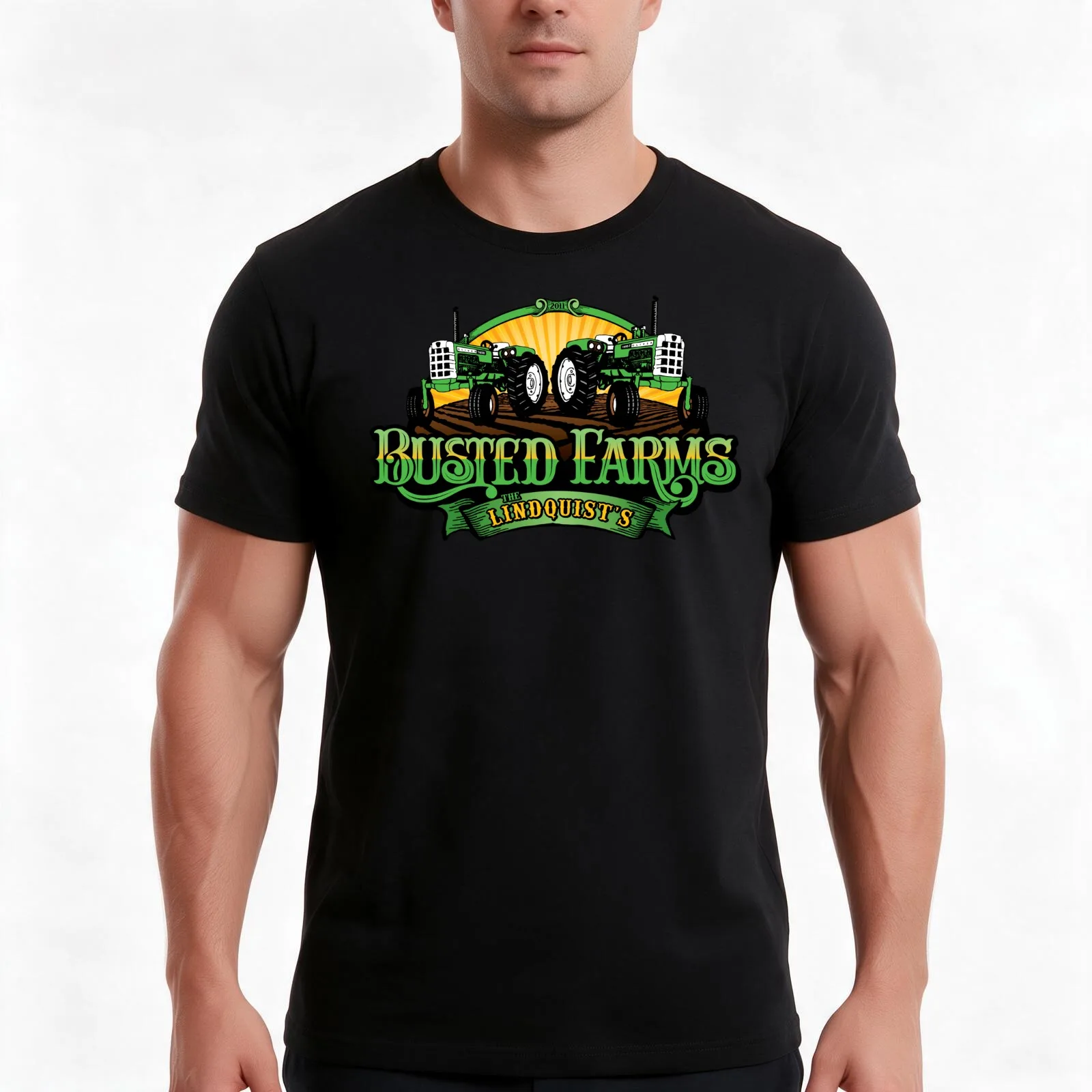 Busted Farms T-Shirt, Summer Casual Cotton Tee, Oversized Streetwear Tops, Vintage Graphic Print, Loose Fit Short Sleeve