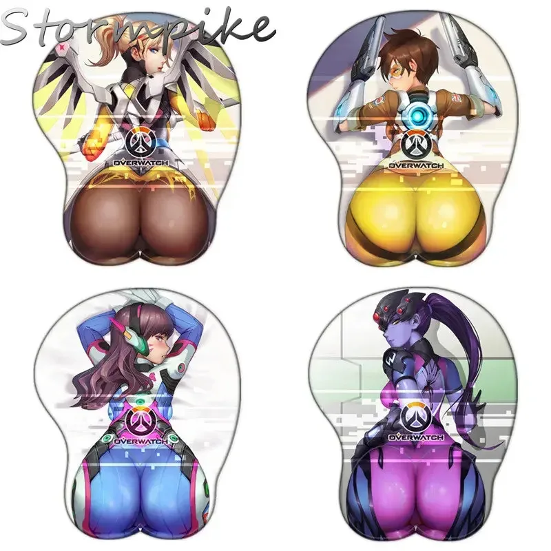 D.Va Mercy Tracer Widowmaker сексуальная девушка большая задница 3D коврик для мыши с подставкой для запястий мягкий силиконовый аниме настольный коврик NM110