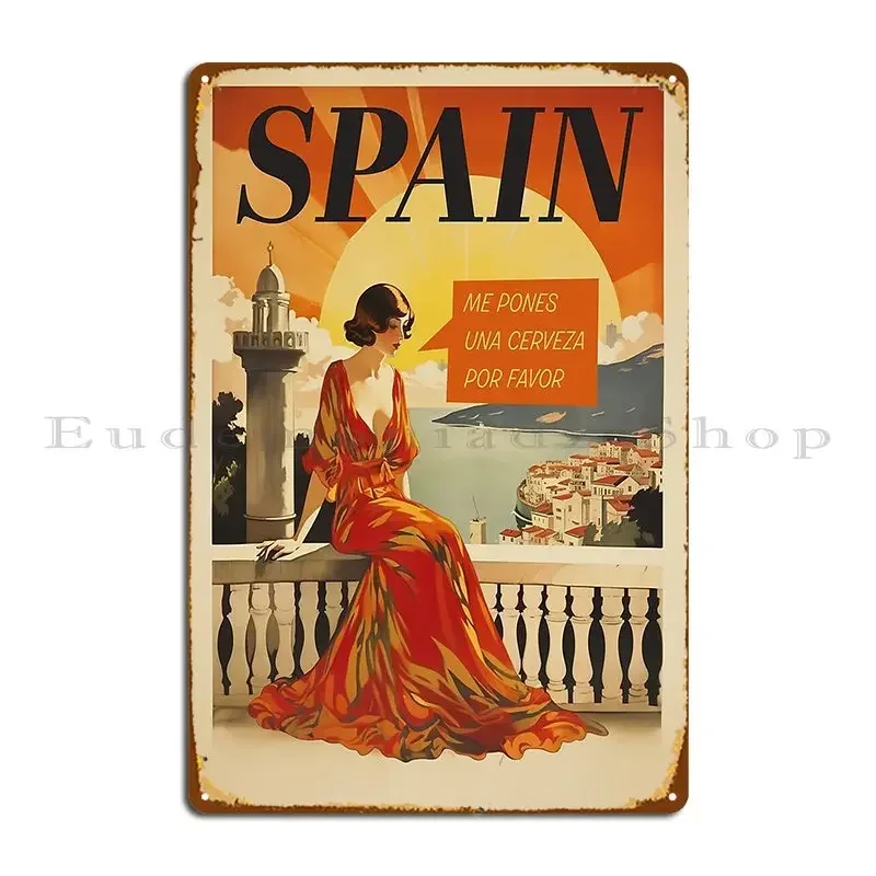 1920s Travel Spain Poster Art Metal Sign Mural Wall Decor Decoration Personalized Create Tin Sign Poster