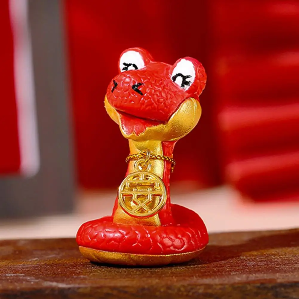 4 шт./компл., мультяшная фигурка змеи в китайском стиле, статуя зодиакальной змеи, смола, красная золотая змея, скульптура автомобиля, приборная панель, рабочий стол