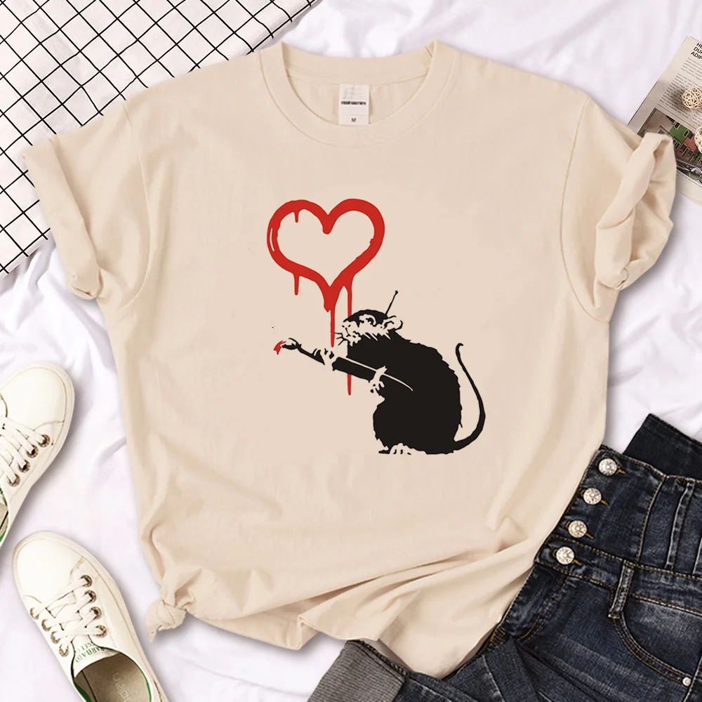 Banksy t-shirts women Japanese top female streetwear graphic clothing