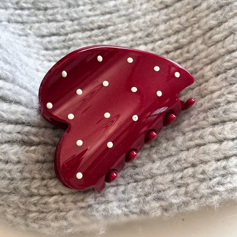 

French Style Crab Hair Ponytail Clamp Hair Accessories Headwear Gift Vintage Red Polka Dots Heart Pumpkin Star Hair Claws Clip