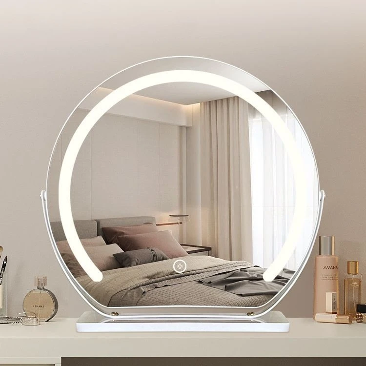 

Rotatable Half Round LED Makeup Mirror Desktop Vanity Mirror with Light for Home